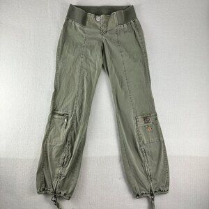 Vintage Z Cavaricci Elastic Waist Army Green Cotton Cargo Pants Sz 7
